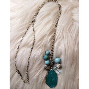 Turquoise & Silver Necklace 18.5"